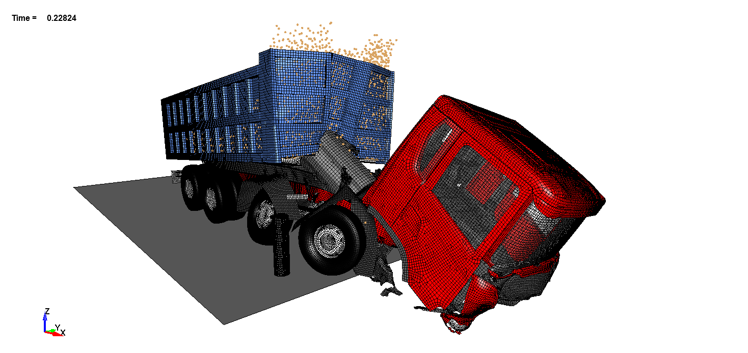 Impact of 32-ton truck on 3 bollards.